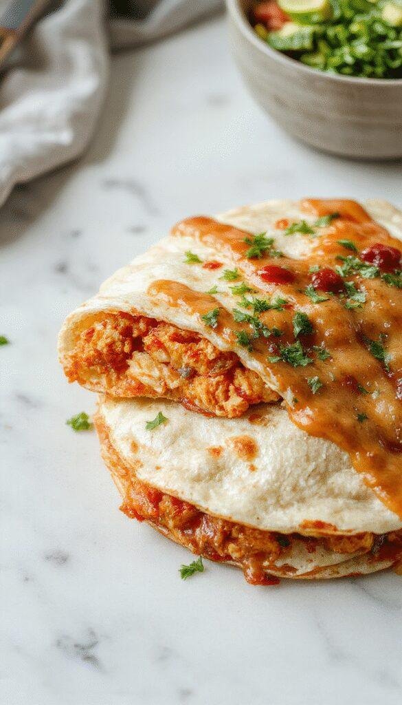 A plate of crispy quesadillas filled with tender crack chicken, sliced into triangles and served with salsa and sour cream on the side.