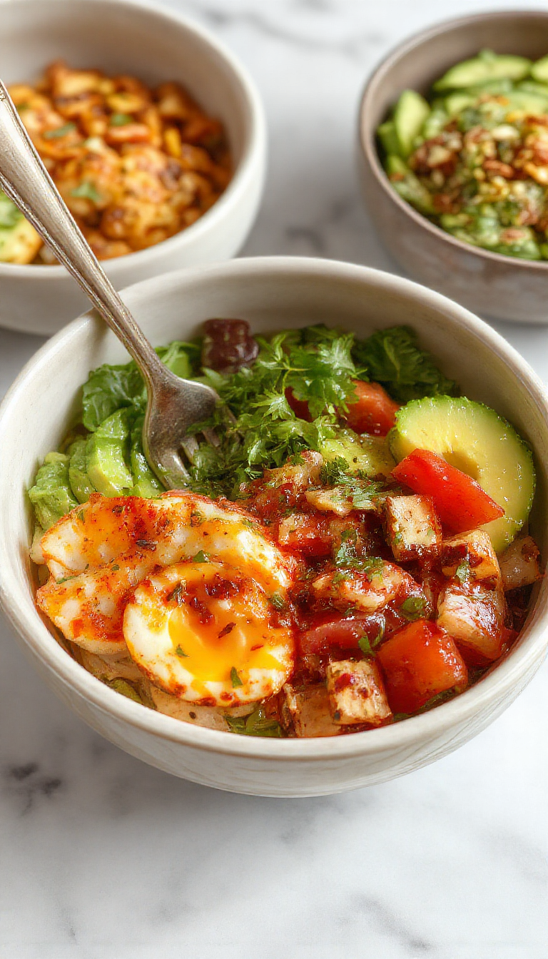 Colorful Southwest Salad Bowl with fresh vegetables, grilled chicken, and vibrant dressing in a rustic bowl.