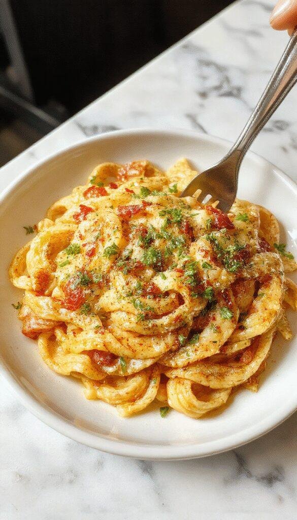 A plate of 30-Minute Honey Pepper Pasta topped with fresh herbs, showcasing a vibrant and flavorful dish with a glossy sauce.