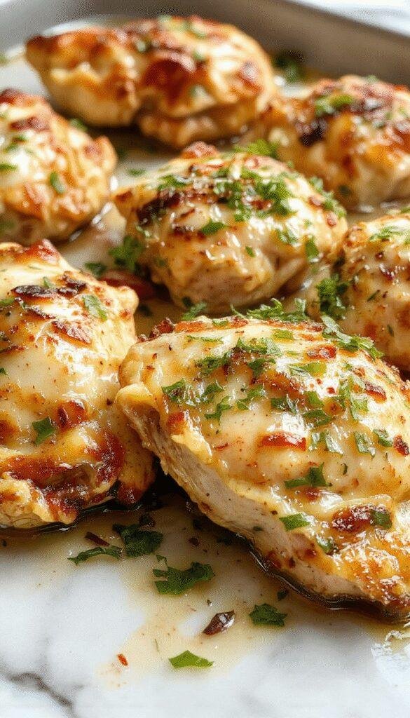 A colorful sheet pan filled with roasted chicken pieces, fresh vegetables, and herbs, ready for a quick 30-minute dinner.