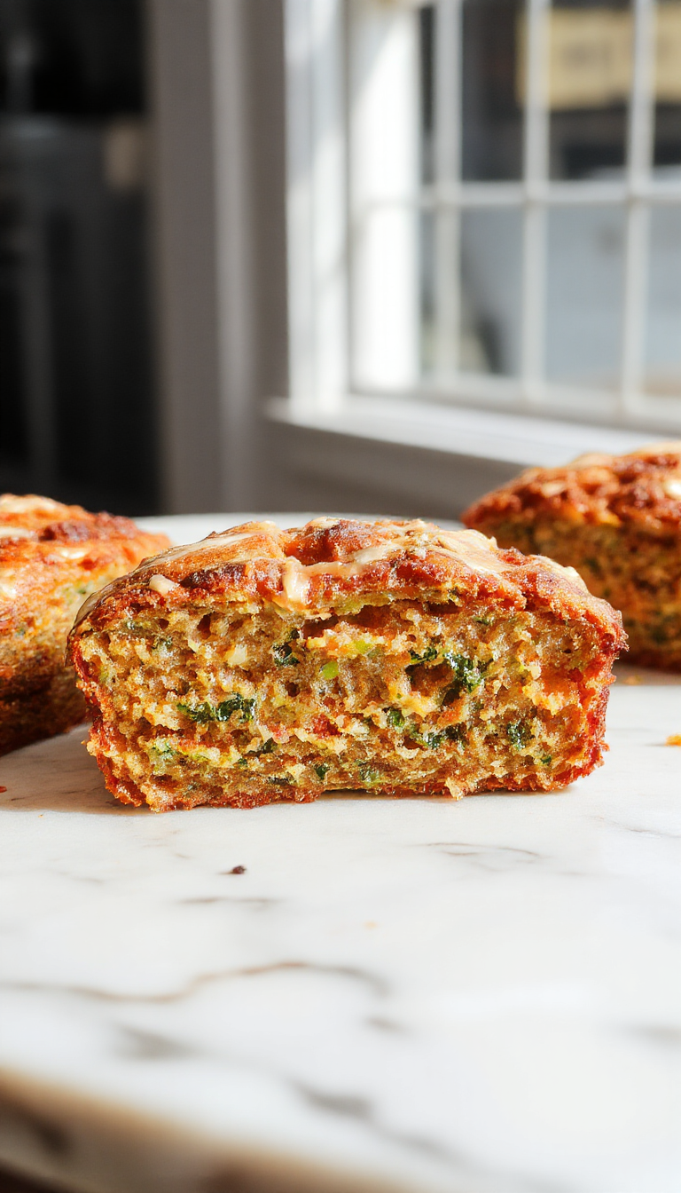 A loaf of moist, golden Award-Winning Zucchini Bread garnished with walnuts on a rustic wooden table.