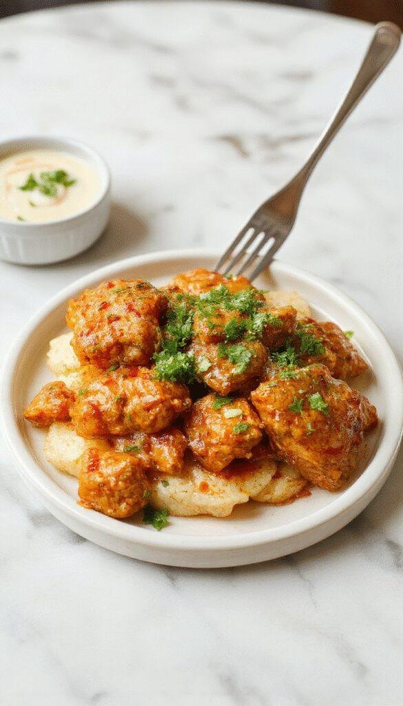 A plate of creamy Butter Chicken garnished with fresh cilantro, served with steaming basmati rice and naan bread.
