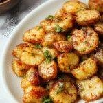 A vibrant plate of crispy Zesty Mexican Potatoes garnished with fresh herbs and lime wedges, served as a flavorful weeknight side dish.
