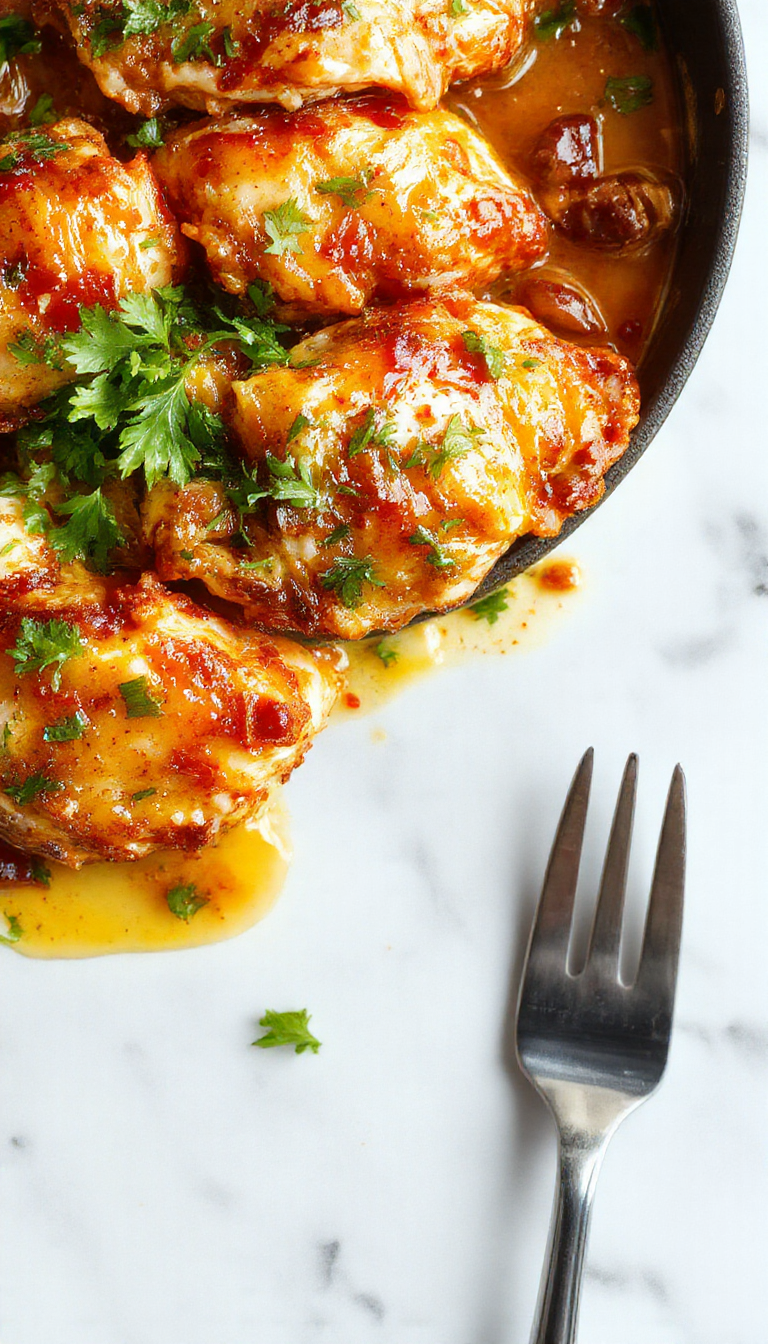A delicious One-Pan Texas Butter Chicken Dinner featuring golden chicken pieces, creamy butter sauce, and vibrant vegetables all cooked in a single skillet.