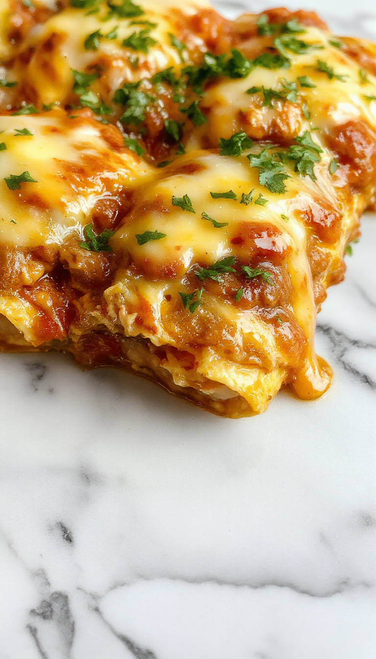 A vibrant plate of cheesy chicken and chili enchiladas garnished with fresh cilantro, melted Kraft cheese bubbling on top, served alongside a side of salsa and sour cream, with a rustic wooden table background.