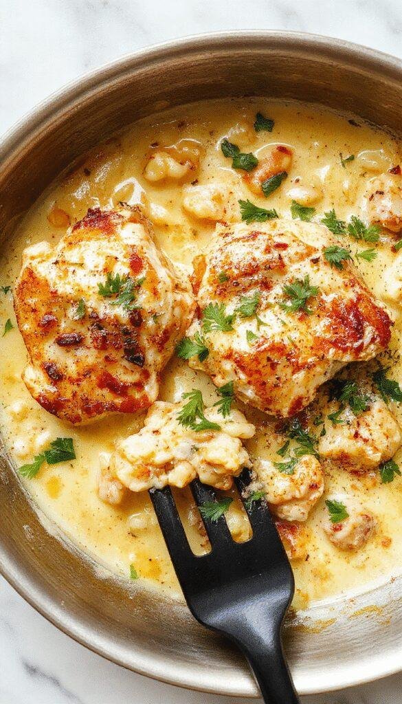 A vibrant plate of Monterey Chicken featuring golden-brown grilled chicken topped with melted cheese and fresh herbs, served alongside creamy, perfectly cooked orzo pasta with colorful vegetables on a rustic wooden table