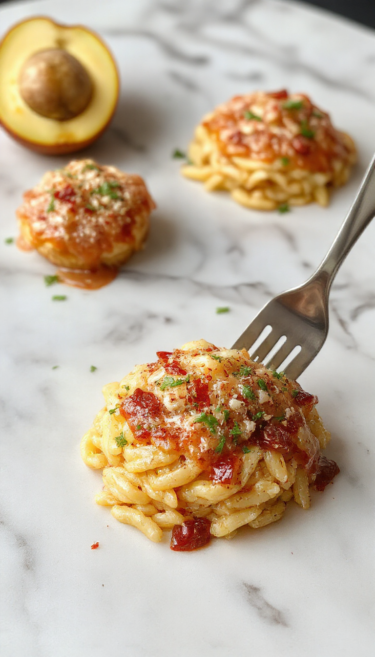 A vibrant plate of golden orzo pasta topped with fresh herbs, cherry tomatoes, and a drizzle of olive oil, arranged attractively on a rustic white plate with a colorful background, highlighting the creamy texture and aromatic garnishes.