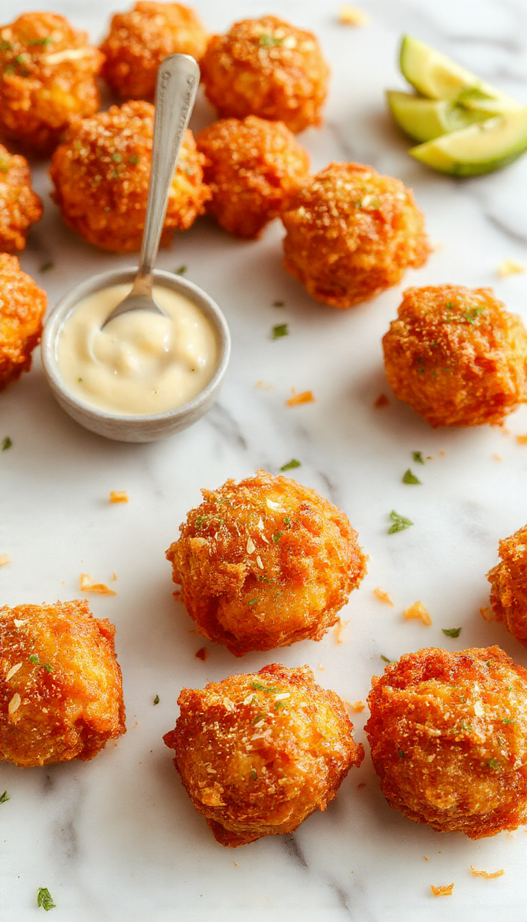 Plate of crispy air-fried buffalo bites garnished with fresh parsley and celery sticks on a rustic wooden table.