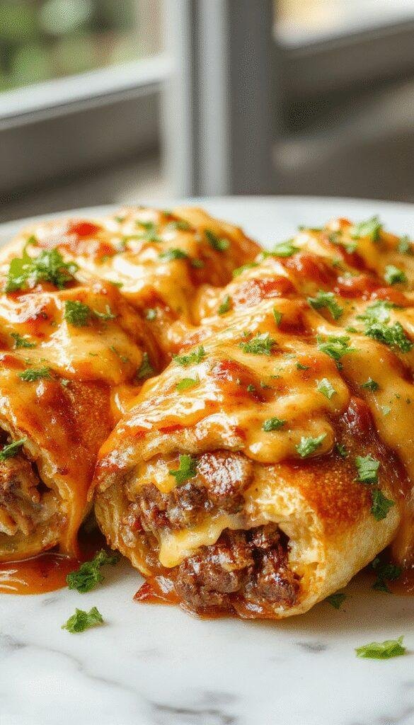 Colorful keto Philly cheesesteak rolls arranged on a rustic wooden platter, featuring golden-brown bread rolls filled with vibrant sautéed beef, melted cheese, and colorful bell peppers, garnished with fresh herbs, styled for a close-up shot highlighting textures and fillings.