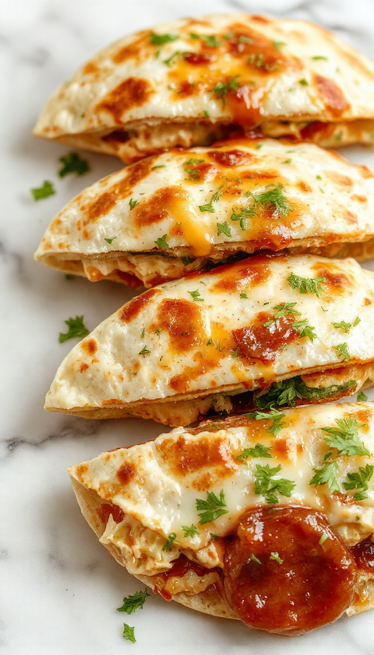 Golden chicken bacon ranch quesadillas filled with melted cheese, crispy bacon, and savory chicken, sliced into triangles on a plate.
