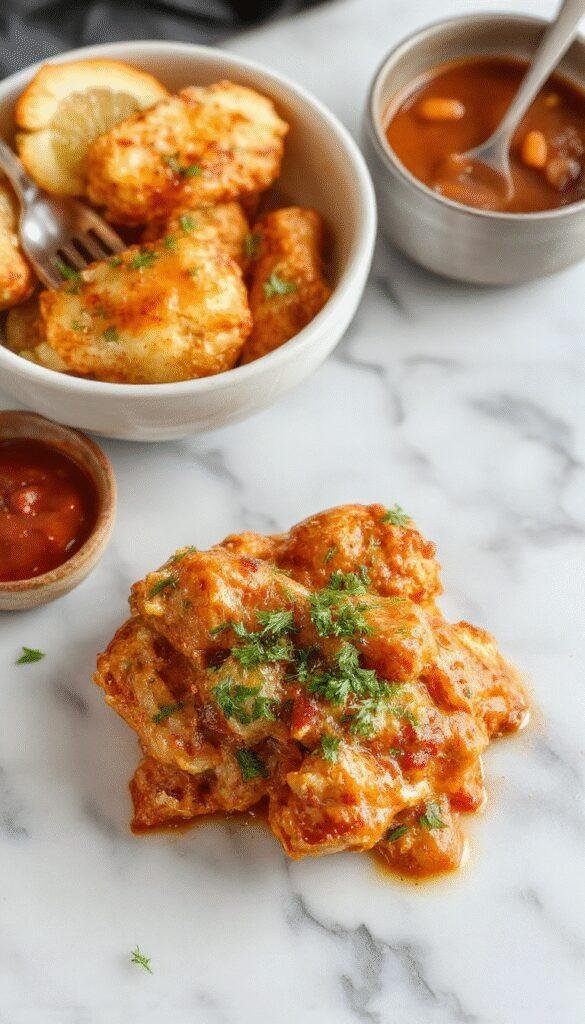 A sizzling hot plate of Butter Chicken garnished with fresh cilantro, served alongside steamed rice and colorful vegetables.