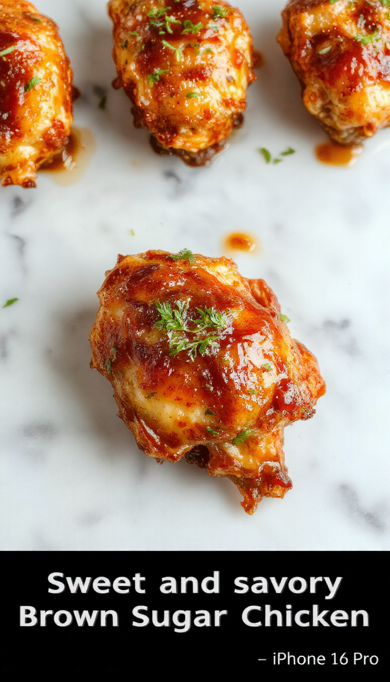 A vibrant plate of browned chicken pieces glazed with shiny caramelized sauce, topped with chunks of fresh pineapple, garnished with green herbs, served on a white platter with colorful vegetables in the background, highlighting the glossy texture and tropical appeal.