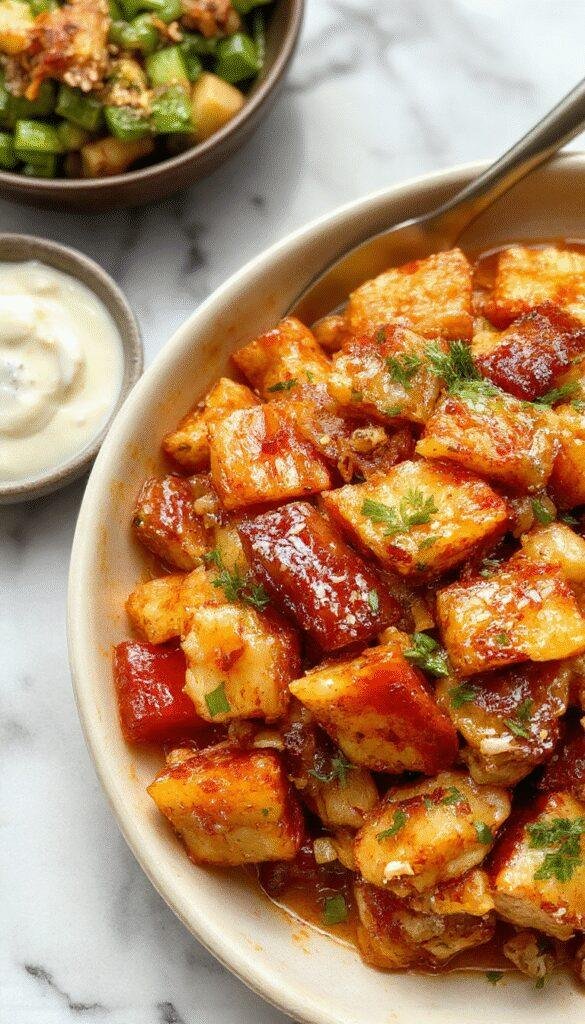 Colorful stir-fry dish with vibrant vegetables and sizzling meat served in a wok