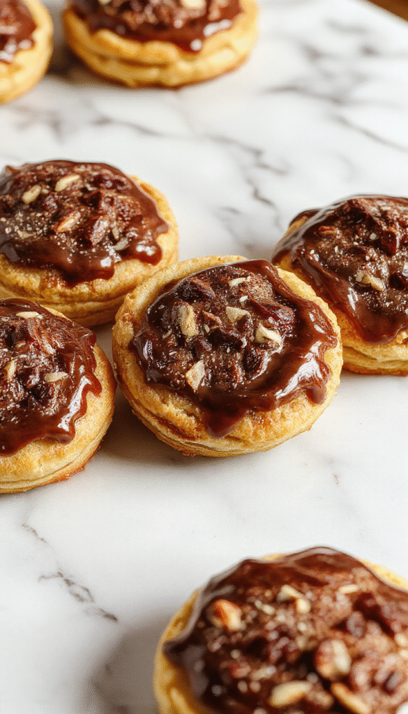 A close-up of golden-brown pop tart-inspired cookies with a sugary brown sugar glaze on top, arranged on a rustic wooden plate with colorful sprinkles and a glass of milk in the background, highlighting their flaky texture and tempting appearance.