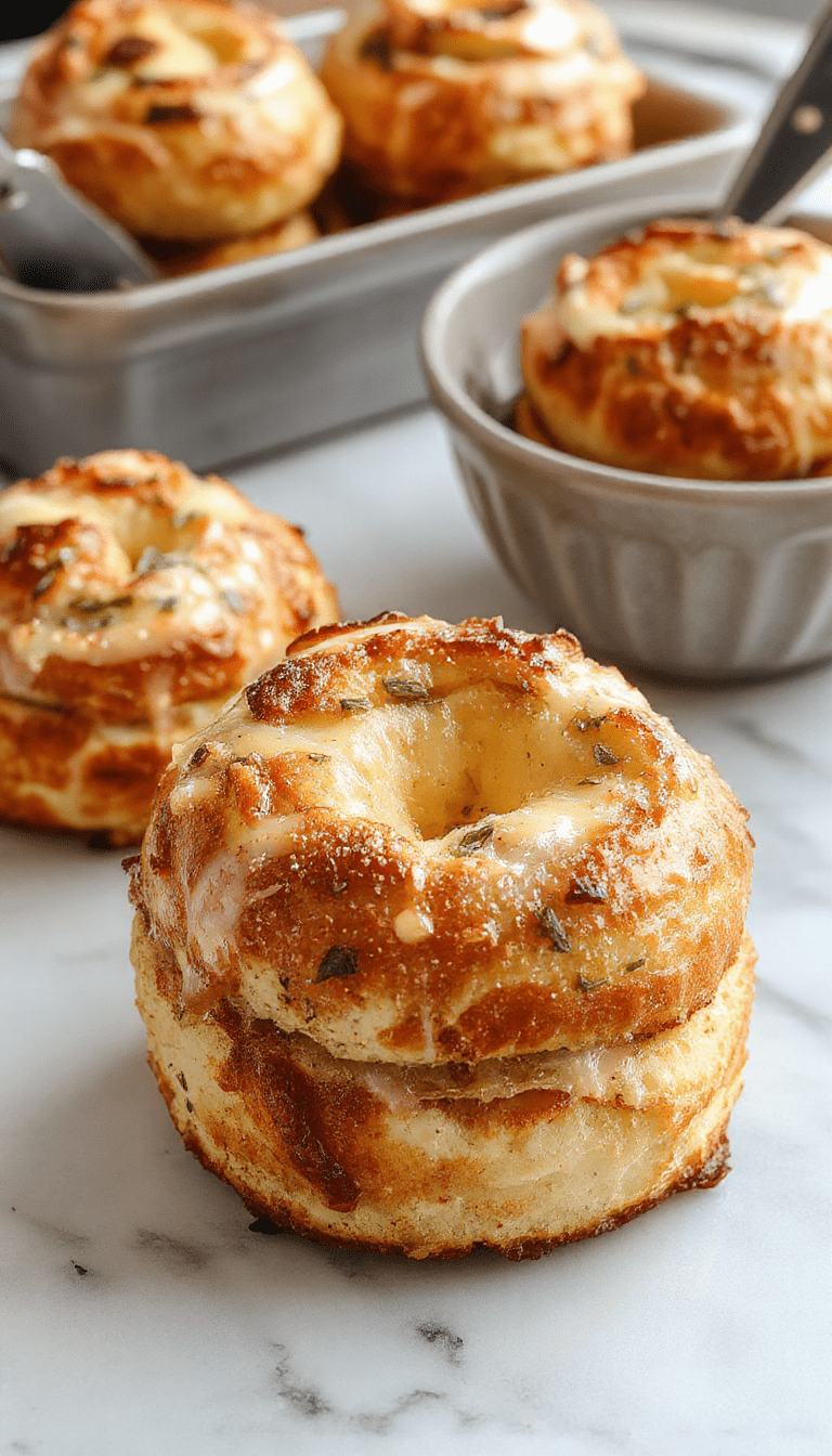 Golden-brown cheesy pull apart bread arranged in a circular presentation on a rustic wooden platter, with melted cheese oozing from the soft, flaky layers, garnished with fresh herbs and served alongside a small bowl of marinara sauce.