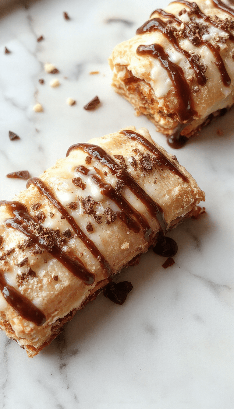 Colorful display of golden-brown cannoli squares layered with creamy ricotta filling, garnished with chocolate chips and powdered sugar, neatly arranged on a rustic plate with a sprinkle of crushed cannoli shells, set against a soft, blurred background.