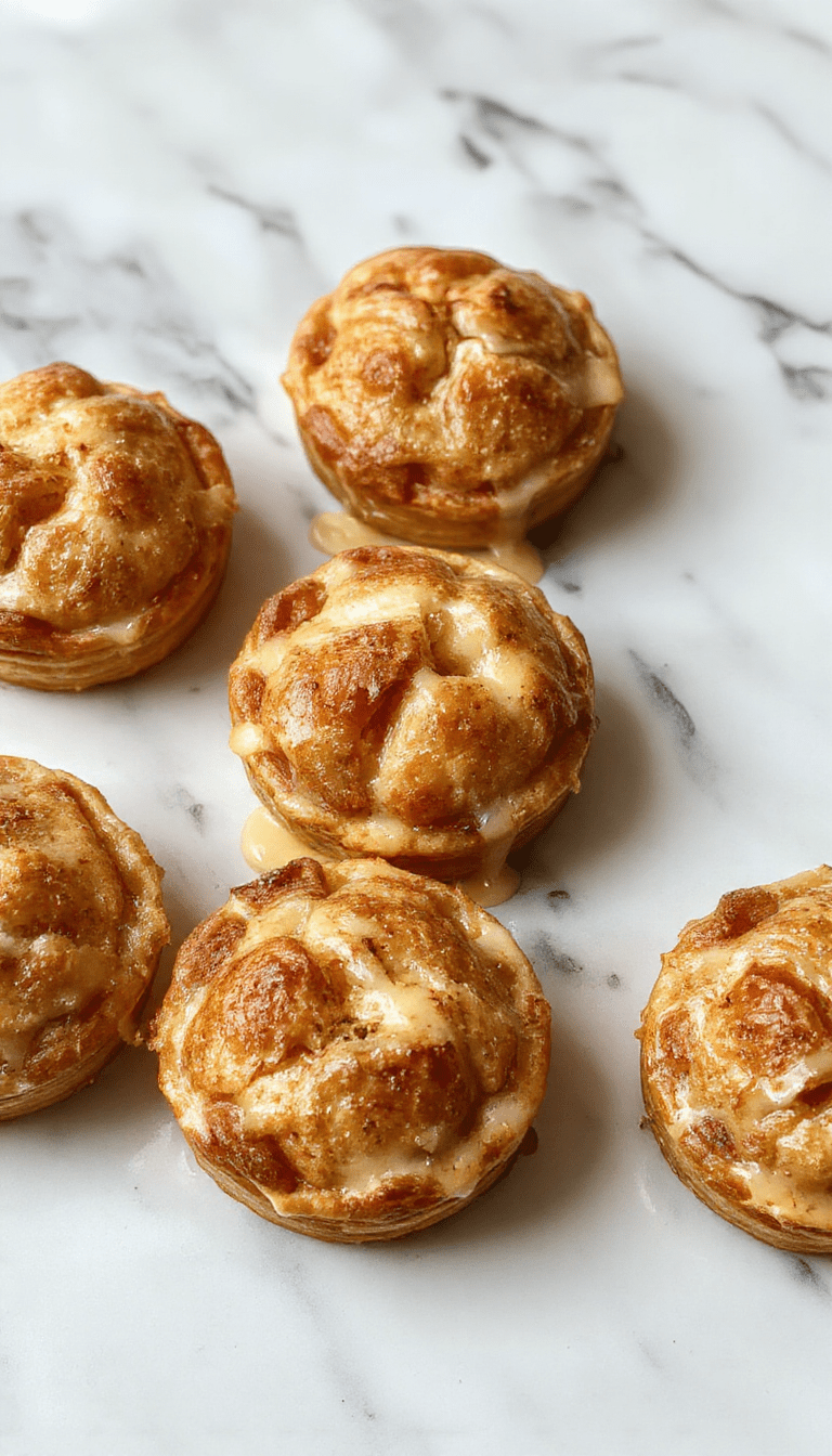 Colorful mini apple pies arranged on a rustic wooden platter. Golden-brown crusts with a glossy apple filling, topped with a dusting of powdered sugar. The pies are garnished with fresh mint leaves and cinnamon sticks, styled with a cozy and inviting ambiance.