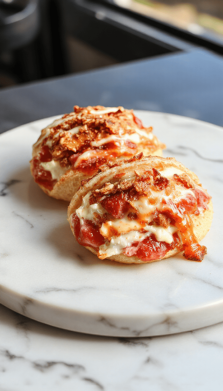 A close-up of vibrant strawberry cheesecake tacos with crispy shells, topped with fresh strawberries and a drizzle of glossy glaze, arranged artfully on a white plate with a soft-focus background of mint leaves and powdered sugar.