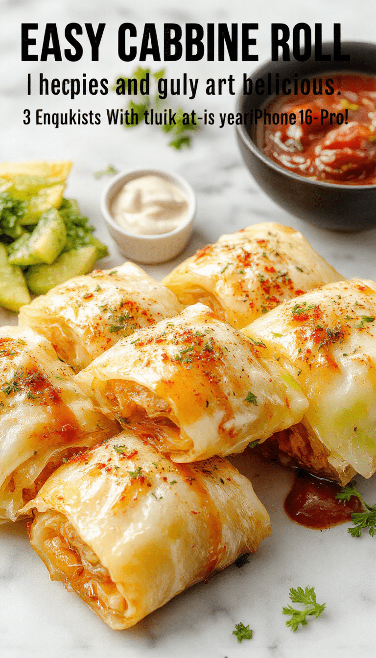 A vibrant plate featuring golden baked cabbage rolls filled with seasoned meat, topped with fresh herbs and served alongside a colorful side salad, capturing a homestyle, inviting meal.
