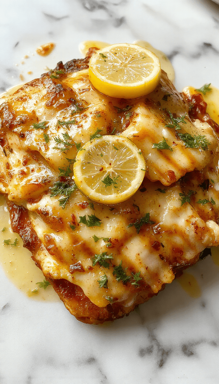 A vibrant plate featuring golden-brown lemon chicken topped with fresh lemon slices and chopped herbs, accompanied by a side of steamed vegetables and creamy sauce, styled on a rustic wooden table with natural lighting highlighting the textures and colors.