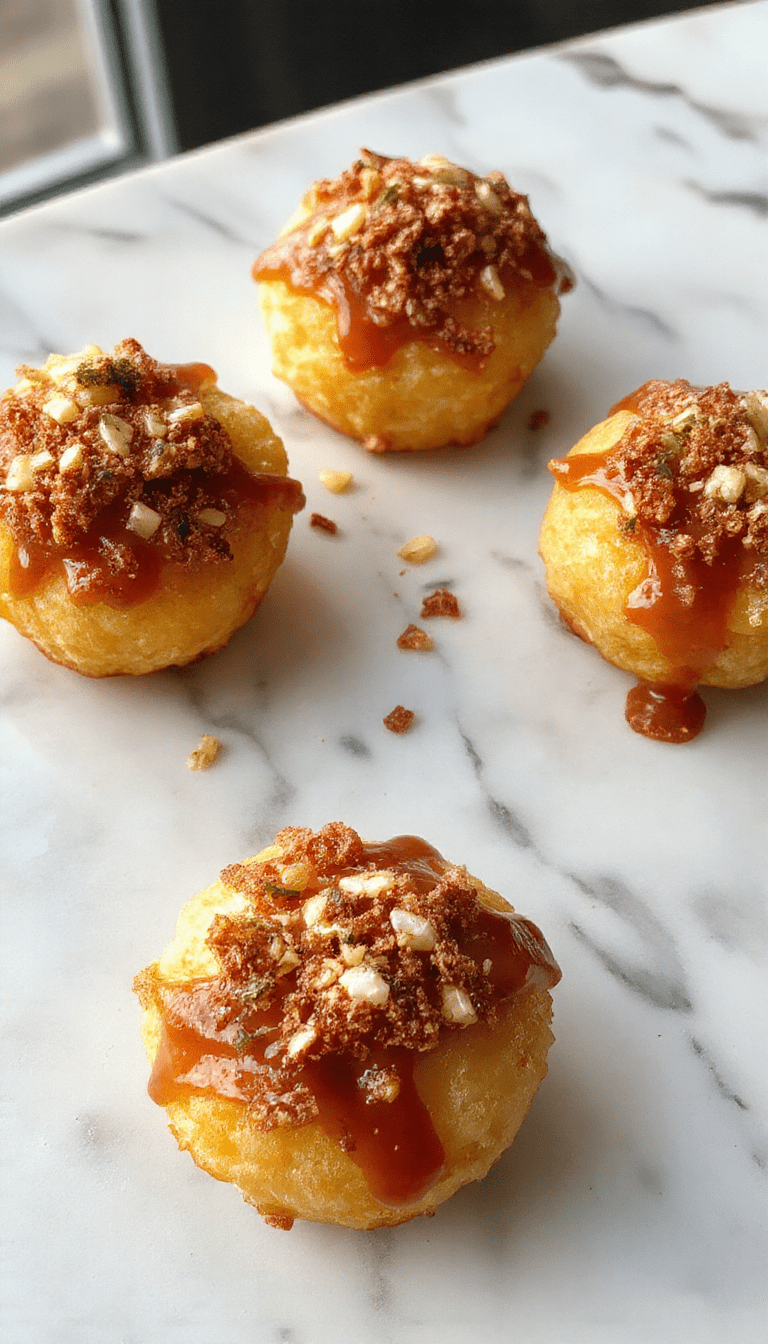 Colorful loaded tater tot appetizer arranged on a rustic wooden platter, topped with shredded cheese, crispy bacon bits, green onions, and dollops of sour cream, with a golden crust and vibrant toppings creating an inviting, textured presentation.