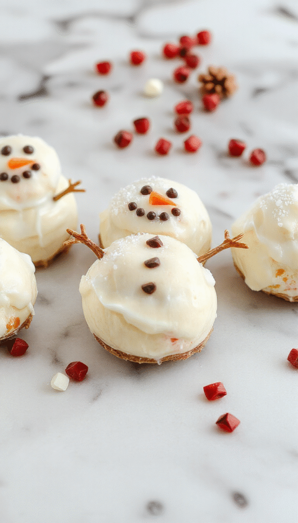 Colorful Christmas snowman bark arranged on a festive red plate, featuring white chocolate layers decorated with colorful sprinkles, mini marshmallows, and edible glitter, styled with holly leaves and fairy lights in the background, creating a cheerful holiday scene with appealing textures and vibrant colors.