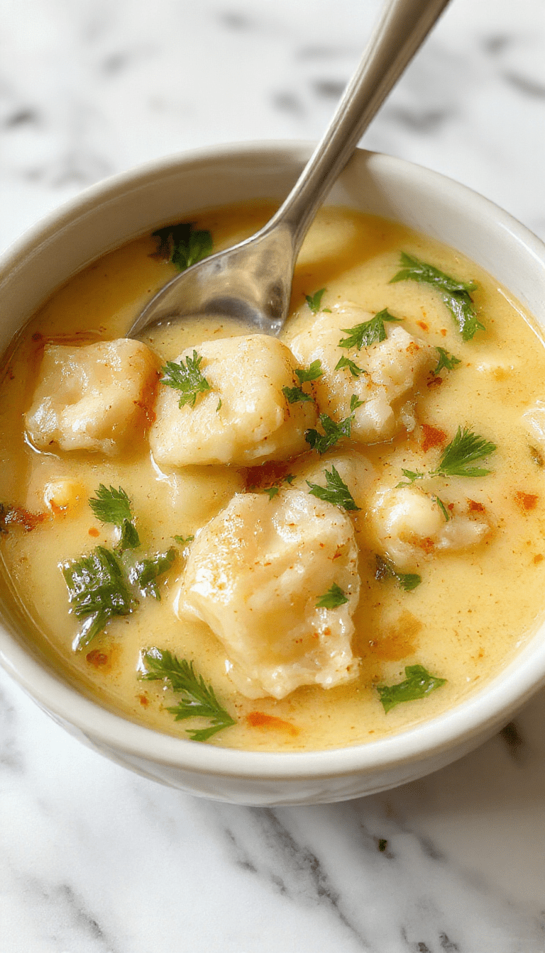 A steaming bowl of wonton soup featuring golden-brown wontons floating in a clear, fragrant broth garnished with chopped green onions and parsley, served in a white bowl with a textured wooden table background.