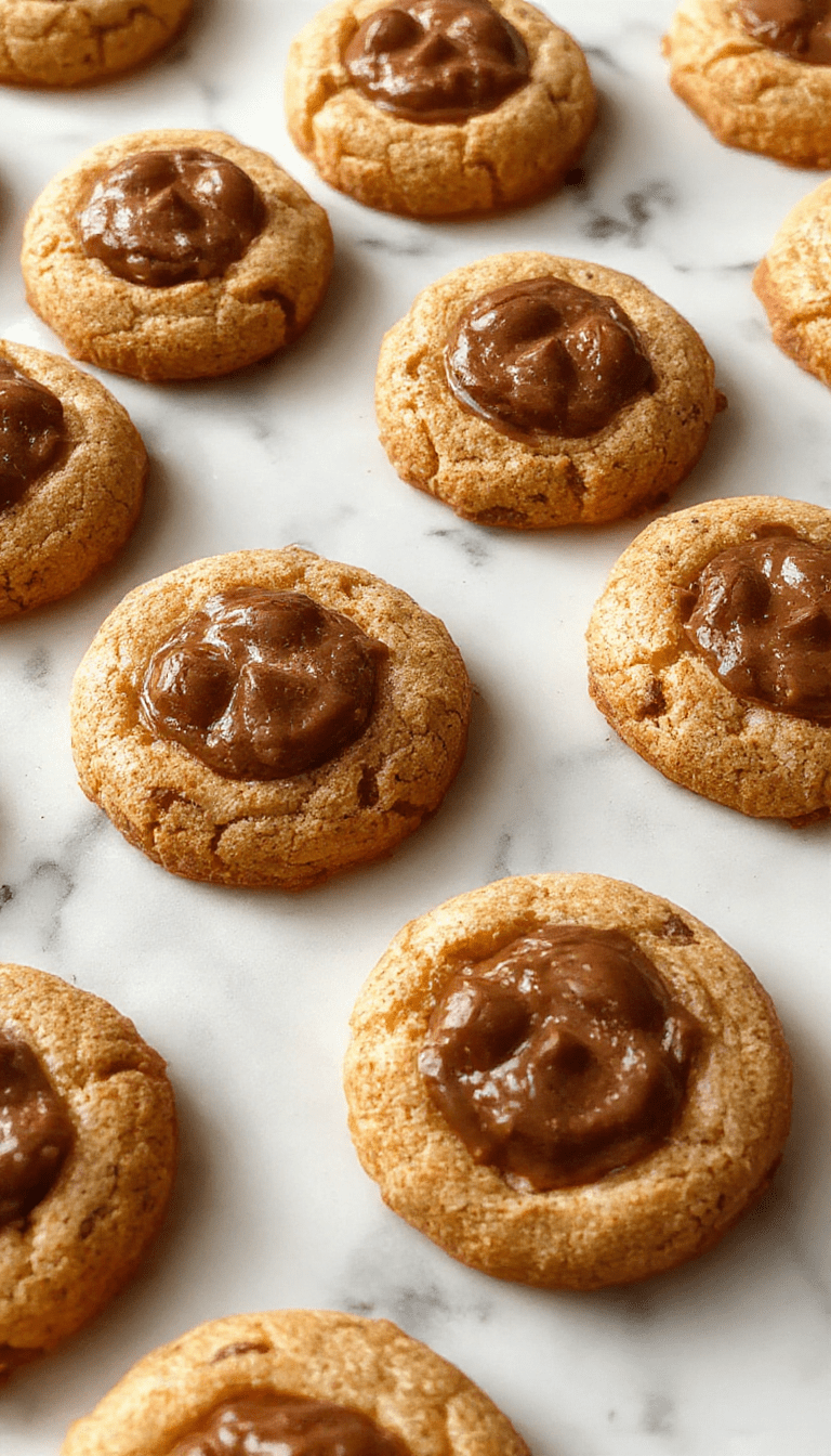 Colorful Halloween-themed cookies shaped like pumpkins with a glossy milk chocolate filling visible inside, decorated with orange icing details, on a festive platter with autumn leaves background, showcasing their textured sugar coating and cheerful expressions