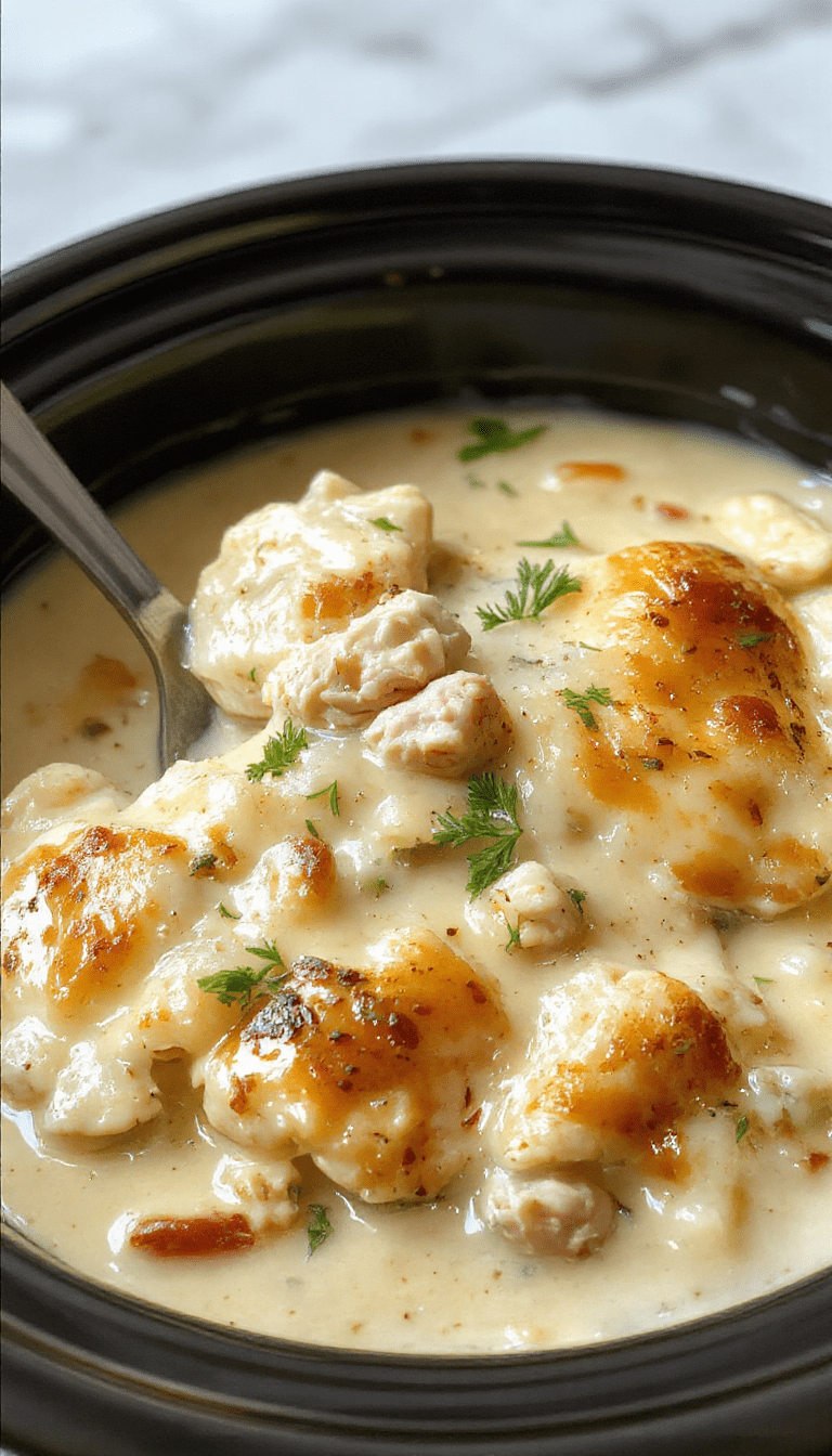 A steaming bowl of chicken pot pie served in a rustic ceramic dish, with golden flaky crust peeking through, filled with tender chunks of chicken, diced vegetables, and creamy gravy, garnished with chopped parsley. The dish is plated on a wooden table with a slice cut out, revealing layers of crispy crust and hearty filling, styled with fresh herbs for an inviting and warm presentation.