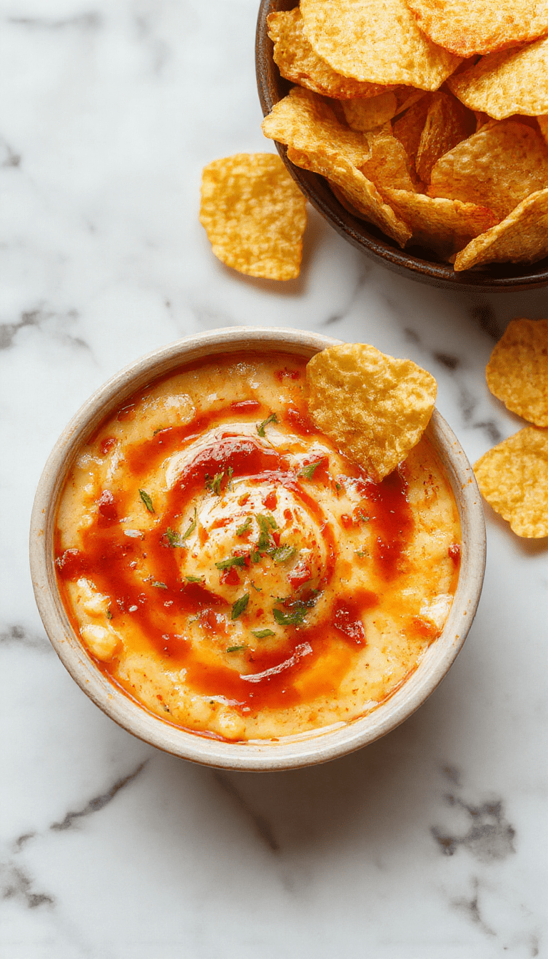 A vibrant bowl of creamy cowboy queso cheese dip topped with chopped green onions and diced jalapenos, served alongside crispy tortilla chips on a rustic wooden table, with a scoop serving spoon for dipping.