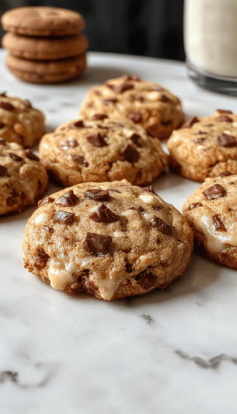 A close-up of freshly baked Samoa cookies on a rustic wooden tray, showing their golden-brown caramelized coconut topping, drizzled chocolate, and toasted coconut flakes, styled with a few cookies broken to reveal the chewy center and luscious caramel layer.