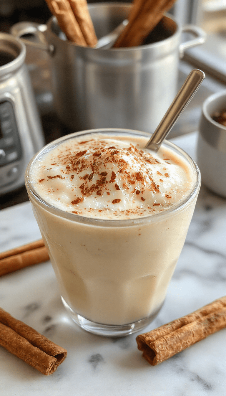 A steaming cup of vanilla cinnamon latte sits on a wooden table, topped with frothy milk and a sprinkle of cinnamon, with vanilla beans and cinnamon sticks artfully arranged beside it, warm ambient lighting enhances the cozy feel.