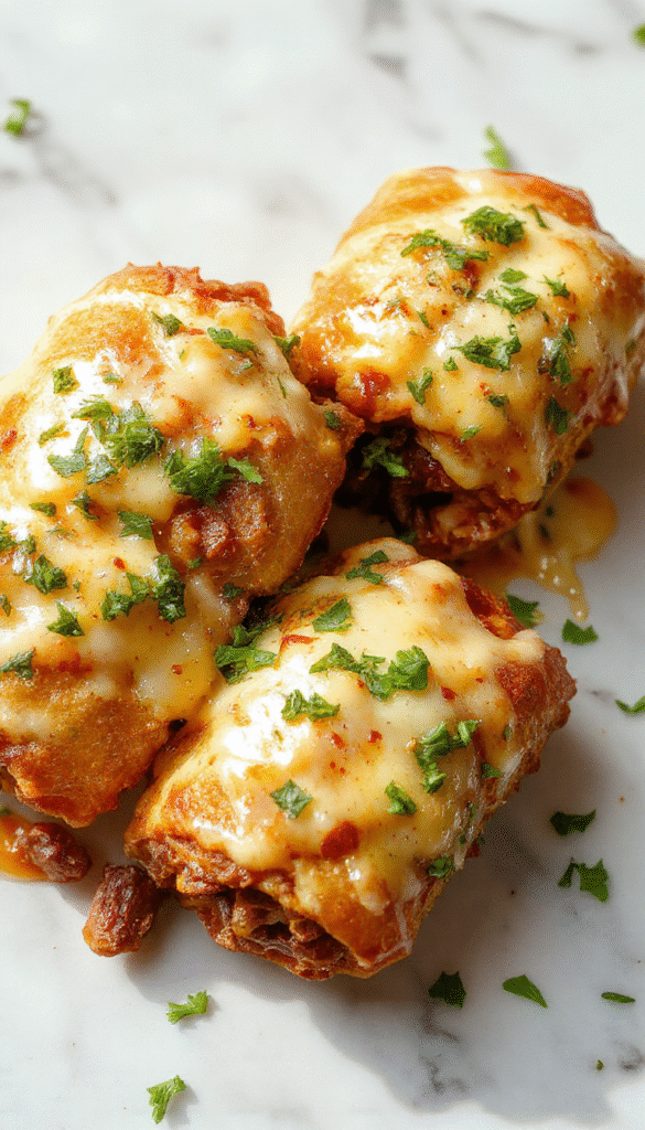 A vibrant plate showcasing golden-brown keto Philly cheesesteak rolls filled with melted cheese, sliced thin with tender beef and colorful peppers, styled with fresh herbs on a rustic wooden surface.