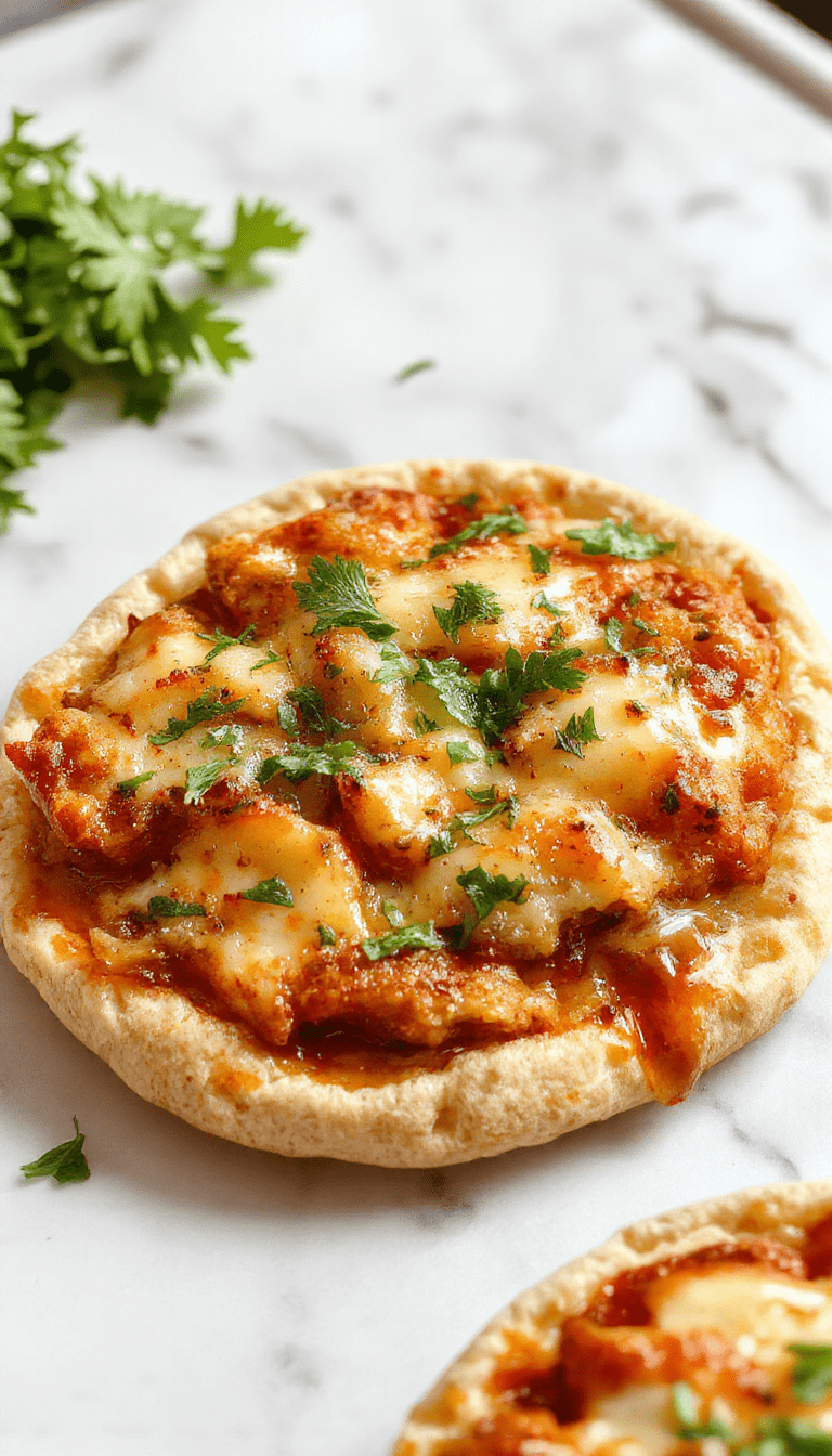 Colorful array of pita pizzas topped with vibrant vegetables, melted cheese, and fresh herbs on a rustic wooden table, styled for a casual, inviting meal