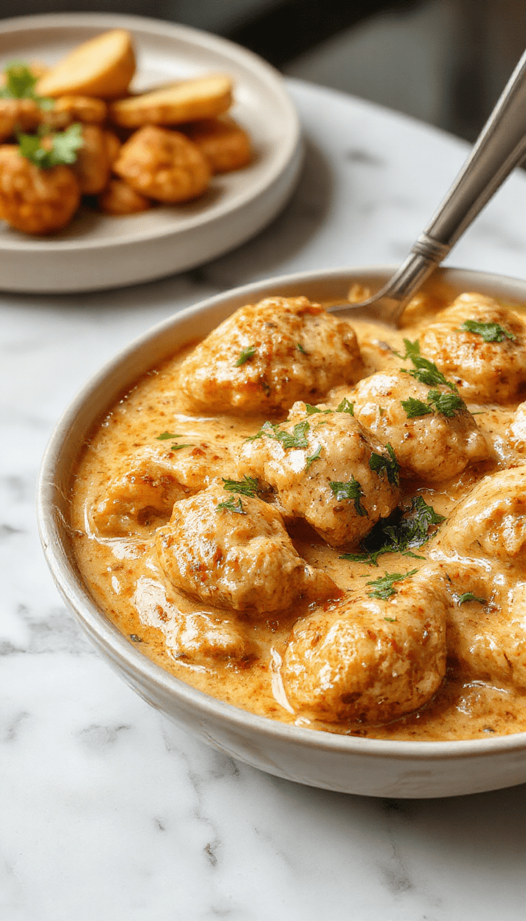 A vibrant plate of chicken tikka masala showcasing succulent grilled chicken chunks immersed in a rich, orange-red creamy tomato sauce, garnished with fresh cilantro, served alongside fluffy steamed basmati rice on a rustic wooden table with Indian spices scattered nearby.