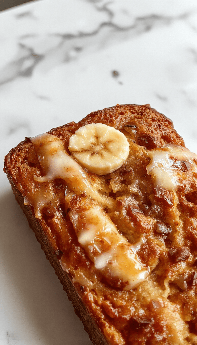 A golden-brown banana bread slice topped with a pat of melting butter, placed on a rustic wooden plate with a few ripe bananas and a sprig of mint nearby, natural light highlighting the moist texture and inviting aroma through the warm, cozy setting.